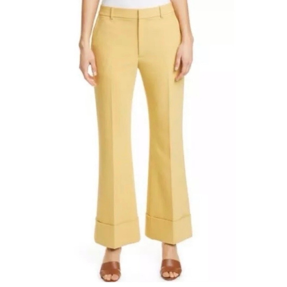 Club Monaco Extreme Cuff Cropped Flare Pants Yellow Mustard Size 6